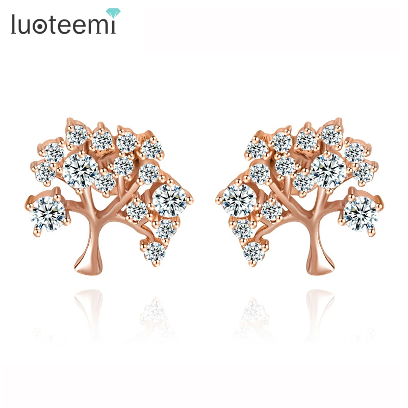 Luoteemi Cz Diamond Rose Gold Rhodium Leuke Koreaanse Fashion Stijl