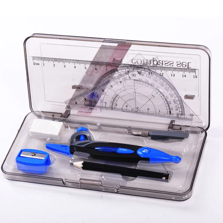 Wholesale High Quality10pcs Tools Math School Geometry Box Instruments