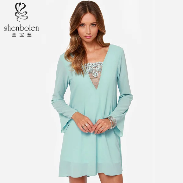 M3151 Vestidos Para Mujer Mediana Edad Diseño Simple Fresco Luz Azul