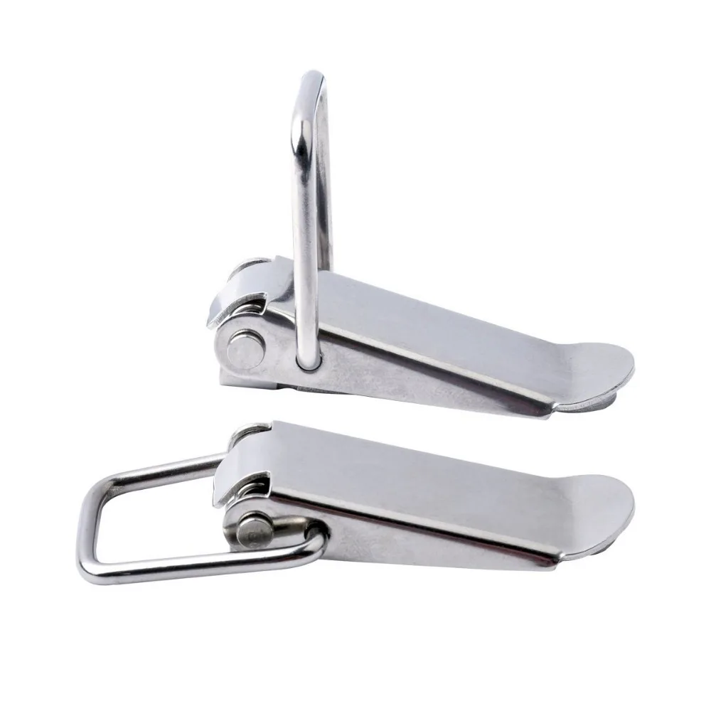 with Lock Hole MroMax Spring Loaded Toggle Latches 90mm Length Stainless Steel 201/304 Hasps Clamps for Case Box Trunk Catches 1pcs/2pcs 