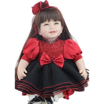 2020 new china toy factory long hair silicone vinyl reborn baby doll for wholesale