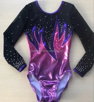 Competition ombre mystique girls long sleeved gymnastic leotards