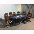 Oval Poker 10 Person Luxury Texas Hold'em Oval Casino Poker Playing Card Disc Foot Table