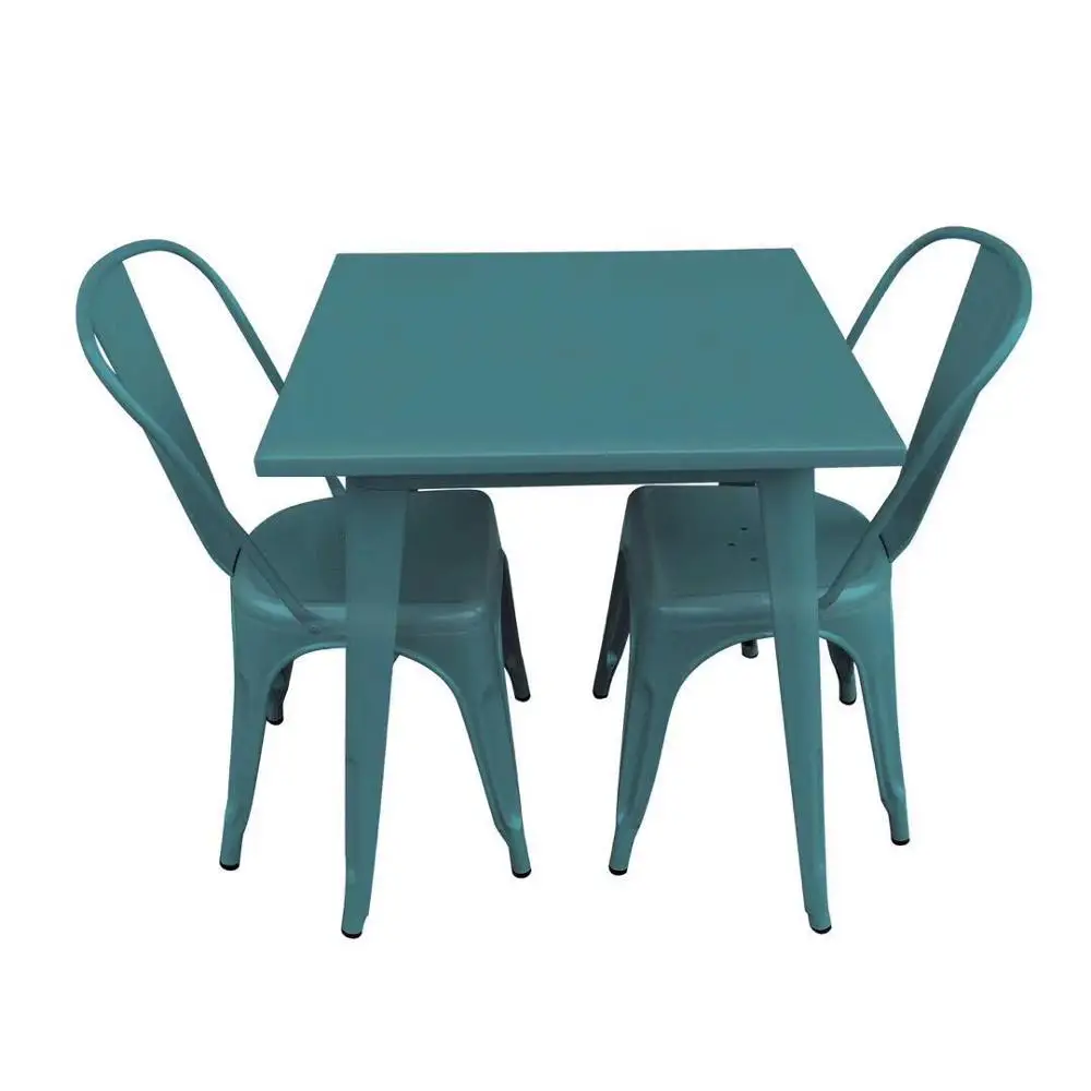 Wholesale cheap French restaurant used dining room furniture industrial vintage dining table with attached chair