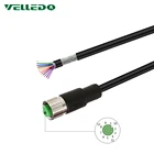 Cable Connector IP67 Waterproof A Coding 12 Pin Female M12 Sensor Connector Shielded Cable