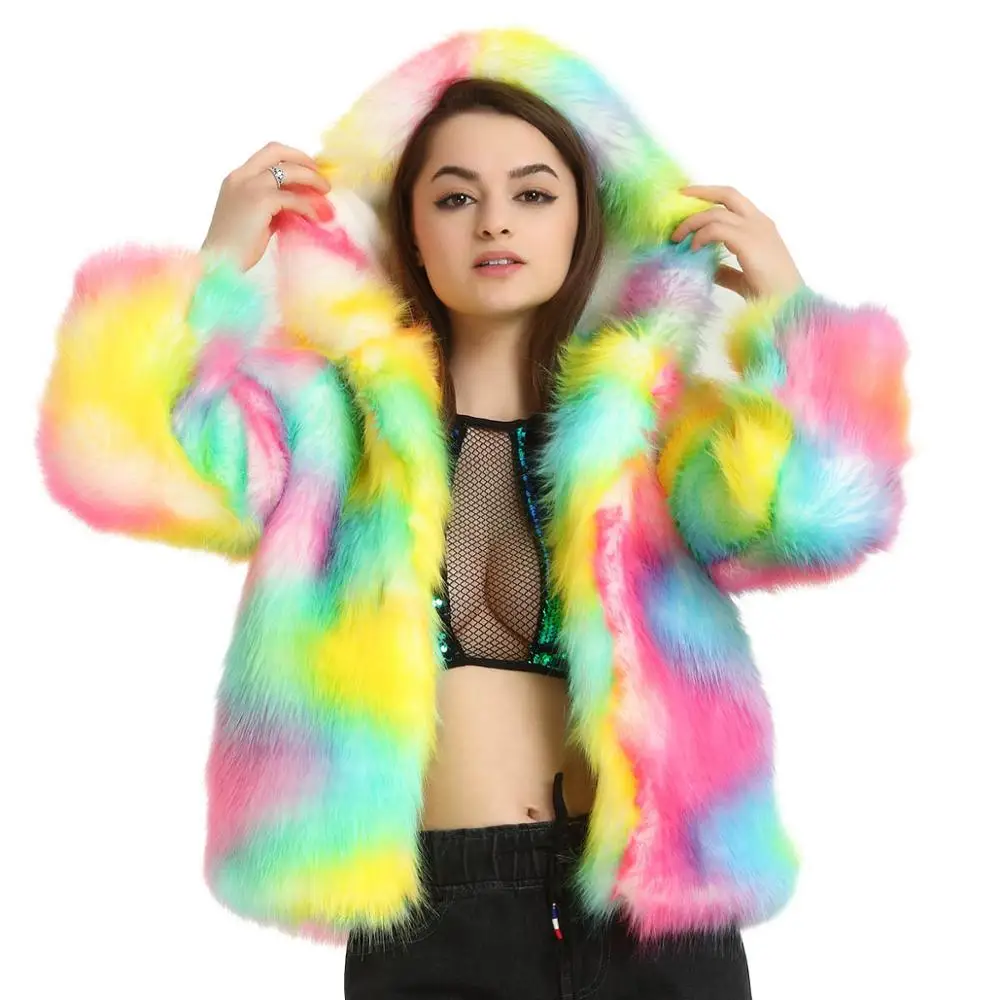 Rainbow faux fur jacket Clearance