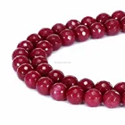 Ruby Natural Beads Stone Ruby Stone Natural Ruby Stone Faceted Round Jade Loose Beads