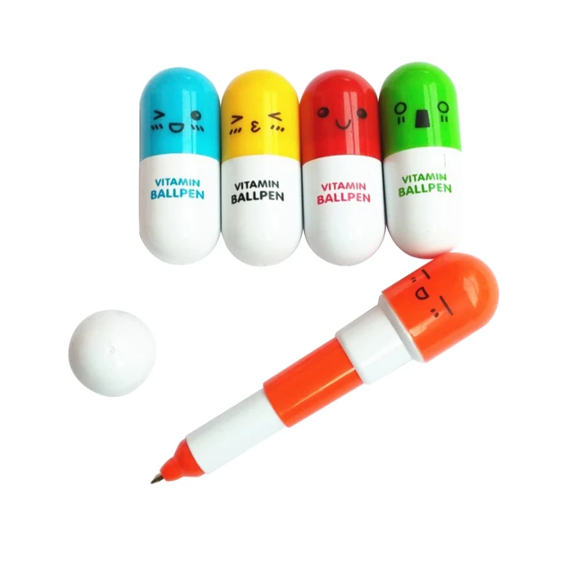 Plastic Material Lovely And Colourful Capsule Type Pen