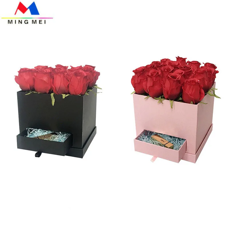 gift box with custom logo design printing square flower box with