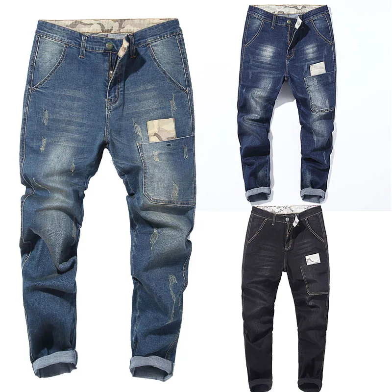 Luxury Patches Design Stretch Denim 