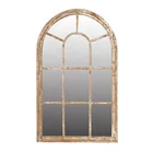 Wood Antique White Wood Framed Crown Shape Wall Mirror Decorative Large Wooden ASM00185-2 Ason