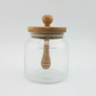 Bamboo Honey Home Use New Bamboo Glass Honey Jar With Comb