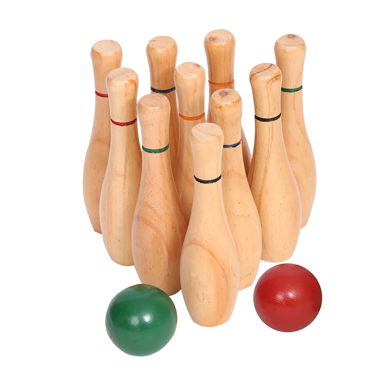 outdoor wooden bowling set