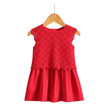 Summer Beautiful Model Boutique Girl 2-10 Year Kids Summer Red Dress For Party