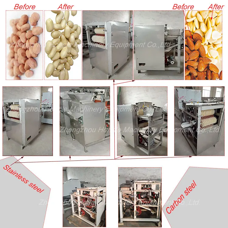 Small Automatic Wet Nuts Green Pea Soya Broad Mung Beans Peanut Almond Skin Peeling Machine factory