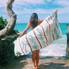 Beach Towel Beach Towels With Tassels Wholesale 100% Cotton Quick Dry Turkish Peshtemal Hammam Beach Towel With Tassels