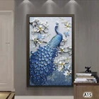 Peacock Painting Design Painting Custom Animal 3D-like Stretched Wall Art Peacock Painting Canvas Prints For Home Decor