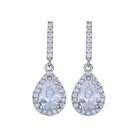 Sapphire Earrings Classic Design Clear Sapphire CZ Cubic Zirconia Rhinestone Gemstone Water Drop Earrings For Women Bridal Wedding