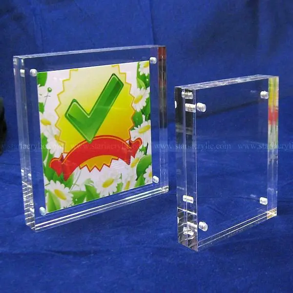 Details about   Free Standing Acrylic Photo Frame Block Rectangle Magnetic Double Sided 5 SIZE 