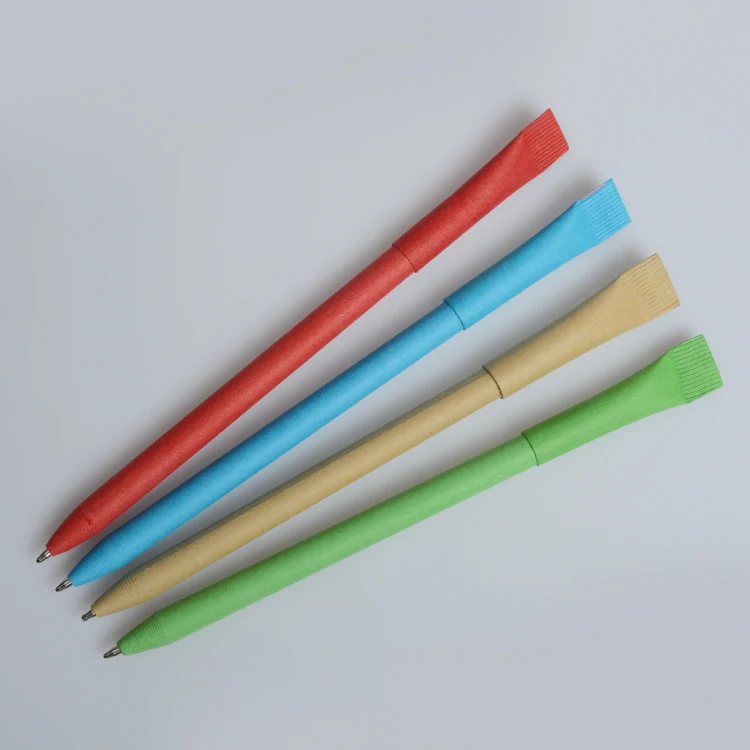 Custom Logo Promotional Eco Kraft Paper Pen with Cap with Rolling Paper