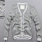 Sweater Custom Cotton V-neck Side Pocket Cable Knit Varsity Cardigan Sweater
