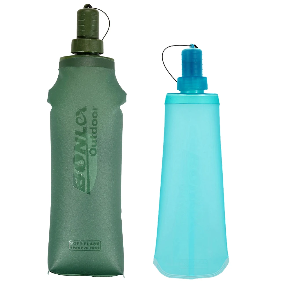 AOTU 500ml Portable Foldable Water Bag Outdoor Cycling Soft Flask Bottle 