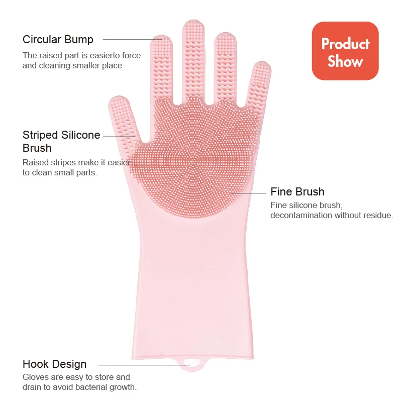 B8 Kitchen Scrub Brush Sets Silicone Dishwashing Glove, Dish Washer Glove, Dish Scrubber Glove