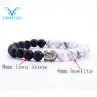 Natural Lava Stone /Howlite With Buddha Head Buddhist Prayer Beads