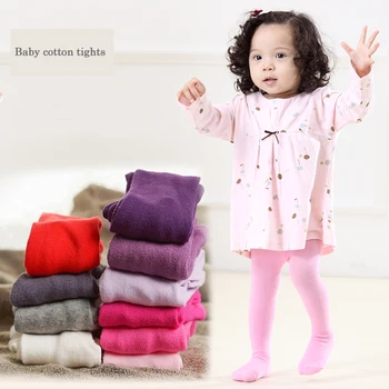 wholesale plain colors cotton tights, cheap price solid color baby cotton tights