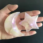 Moon Star Wholesale Hand Carved Angel Aura Quartz Rose Quartz Moon Crystal Star For Decoration