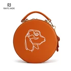 China Bag Handbag Women China Suppliers Designer Amber Leather Circle Crossbody Bag Embroidered Ladies Handbags