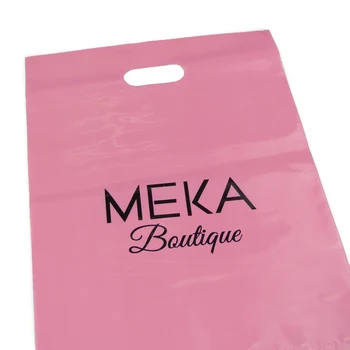 Hot Selling Cheap custom logo printed reusable foldable handle pink shopping mailing bags Die Cut plastic carry bag