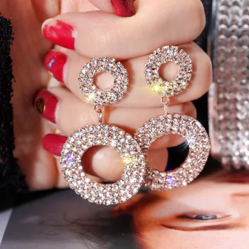 Fashion shiny crystal drop earrings Wholesale NS94031