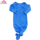 Royal Blue Blank Infant Boys Sleepwear Knotted Sleeper Newborn Baby Gown With Mitten Cuffs