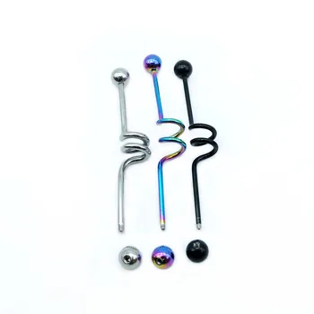 Stainless Steel Sexy Curved Twisted Industrial Barbell Piercing