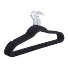 Hanger Hook Bulk Non-Slip Thin Slim Black Plastic Coated Metal Cabide Velvet Suit Clothes Hanger With 360 Rotating Hook