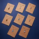 Gemstone Card Necklace Woman Accessory Gemstone Silver Chain Handmade Accessories Women Jewelry