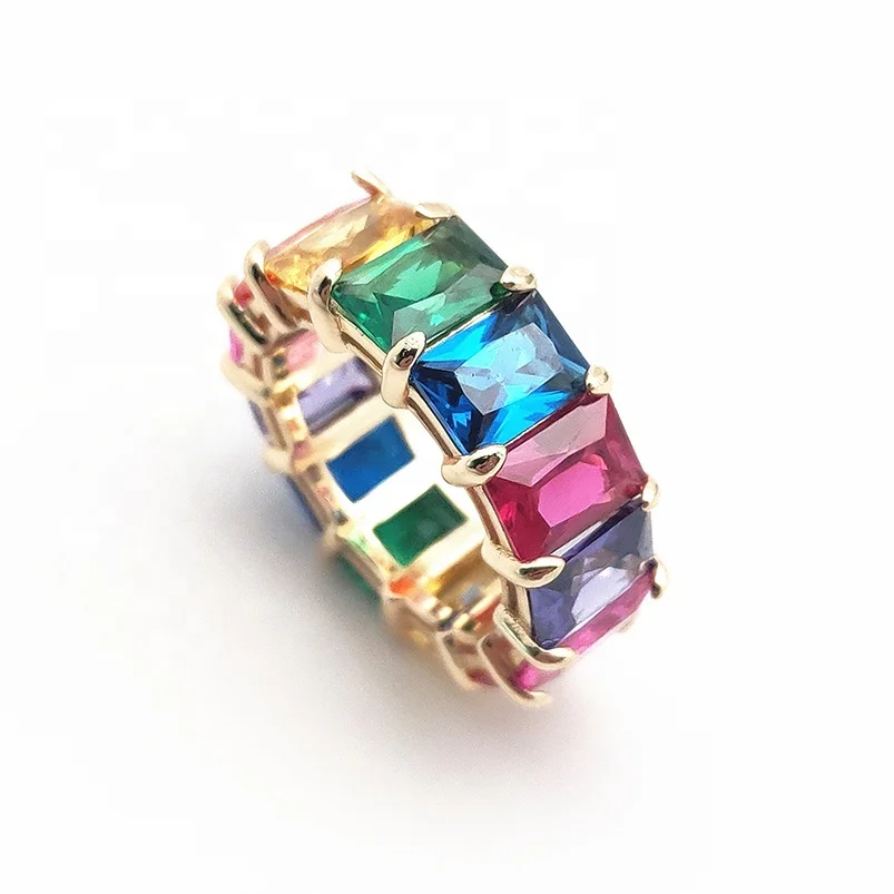 Fancy Women Jewelry Rainbow Baguette Eternity Diamond Ring Price - Buy  Baguette Cut Diamond Ring,Rainbow Color Rings,Baguette And Princess Cut  Diamond Ring Product on Alibaba.com