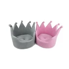 Dog Pets Beds And Warm Fun Cute Round Antique Decorative Crown Shaped Princess Pet Dog Bed With Foam