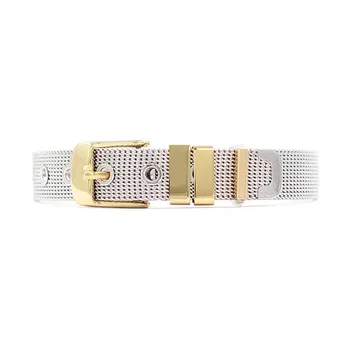 High Quality Wholesale Adjustable Mesh Bangles Stainless Steel Silver Gold Mesh Charm Bracelet For Slide Charm Edelstahl Armband