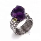 Amethyst 925 Ring Amethystamethyst 925 Ring Stone Handmade Big Amethyst Rough Stone 925 Sterling Silver Ring