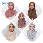 Hijab Arab Hijab Solid Gray Bubble Pop Chiffon Voile Hijab Arab Sex Femmes Hijab