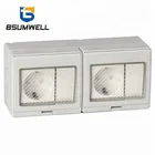 IP55 Waterproof wall mounted german switch socket Germany style 250VAC 16A 2 Gang Switch 2 Gang Socket with cover