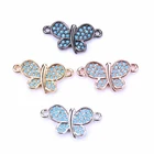 Silver Connectors Jewelry Connectors Cute Micro Pave Cubic Zirconia Butterfly Choker Pendant Gold Silver Black Copper Charms For Bracelet Connectors DIY Jewelry