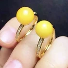 Jade Ring Gemstone Ringsjade Customized Fashion Yellow Jade Ring Gold Plated Adjustable Gemstone Ring
