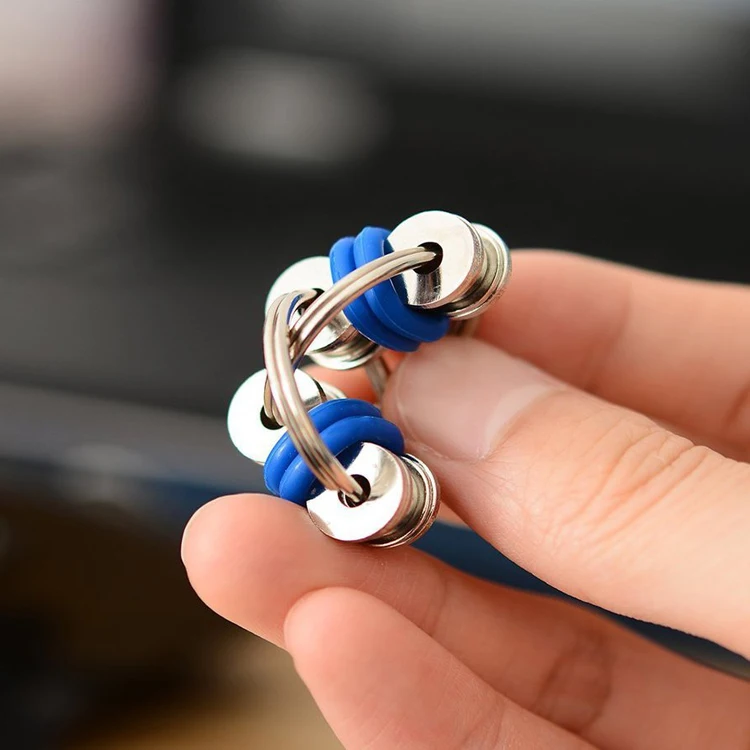 Fidget Bike Chain Ring Stress Relief Toy Blue Sensory ADHD Autism 