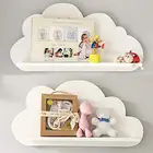 Children Nursery MDF White Wooden Cloud Shelves Living Room Shelf Brackets Wood And Metal Parts