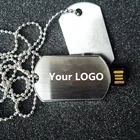 Flash Drive Custom Logo 2.0 USB Dogtag Memory Stick 1GB-32G Silver Metal Military Dog Tag Flash Drive