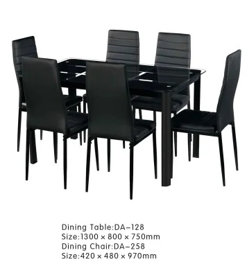 High Quality Glass Wholesale Cheap Dinning table Set Black Furniture
