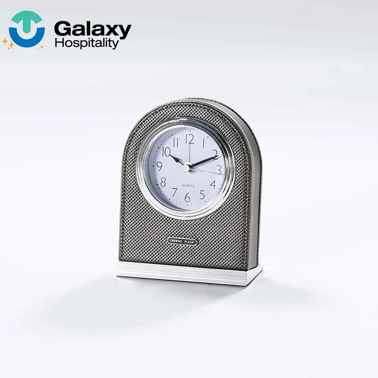 wholesale five star hotel leather wood alarm clock desk clock